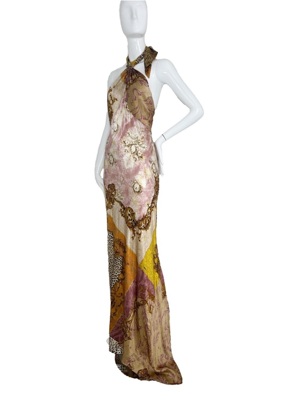 Roberto Cavalli 2005 patchwork silk maxi gown dress - Picture 2 of 10